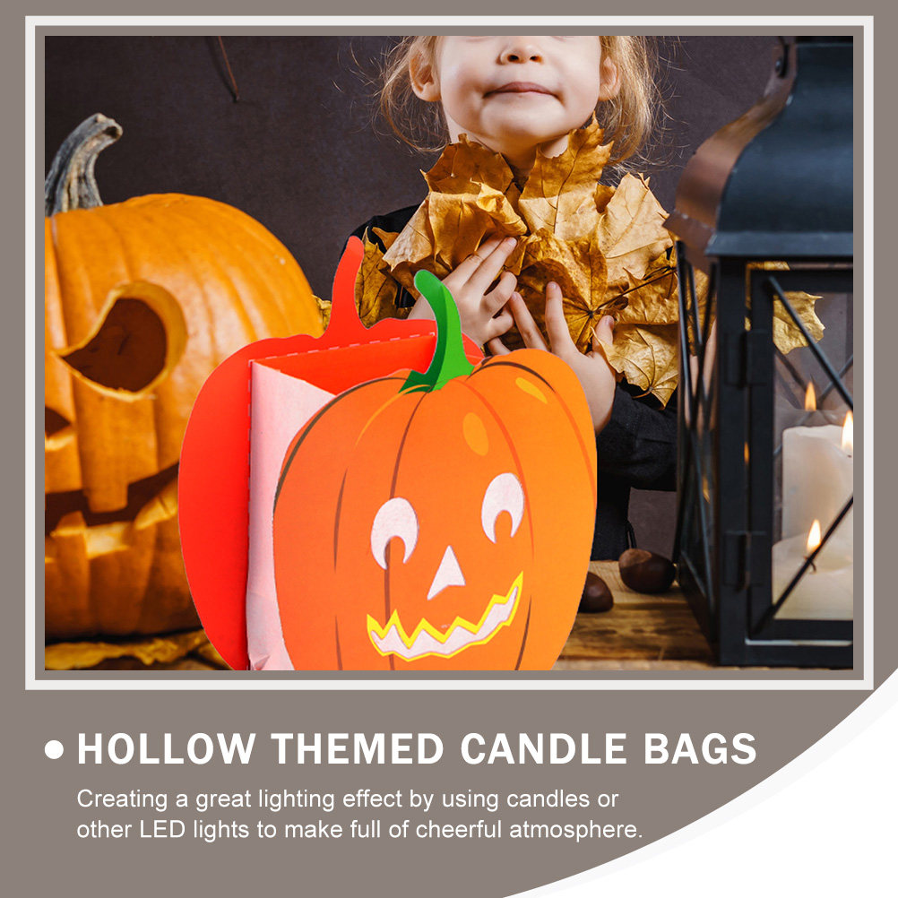 Pumpkin Lantern Halloween - 12 Adet Kabak Şeklinde, Alev Geçirmez,