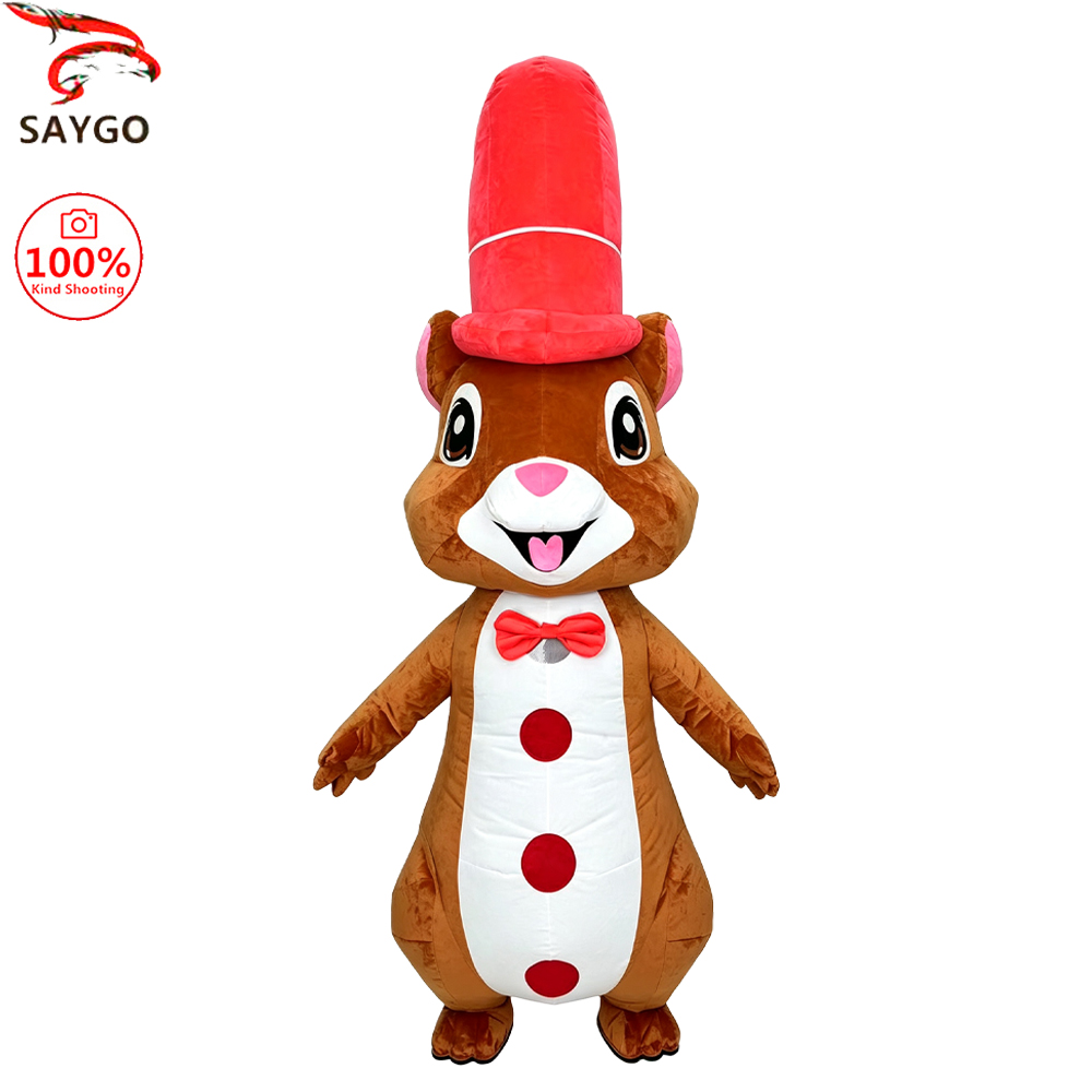 Halloween Costume Adult - SAYGO Kırmızı Şapkalı Sincap Şişme Kostüm,