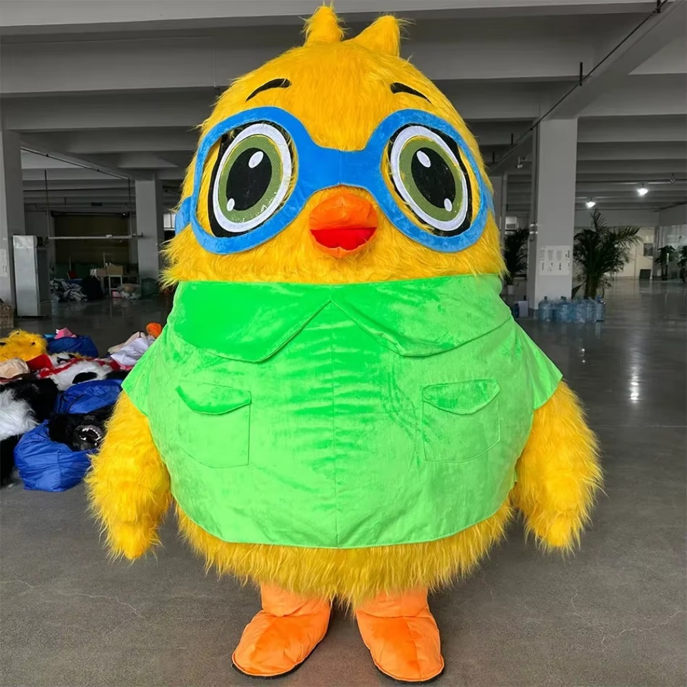 Halloween Costume Adult - Şişirilebilir Gözlüklü Kuş Maskot Kostümü, Yetişkinler