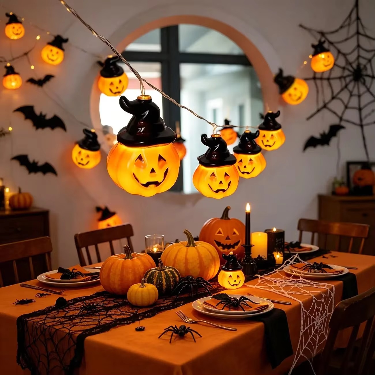 Halloween Led String Lights Orange - Cadı Şapkası Kabak Peri Işık Zinciri,