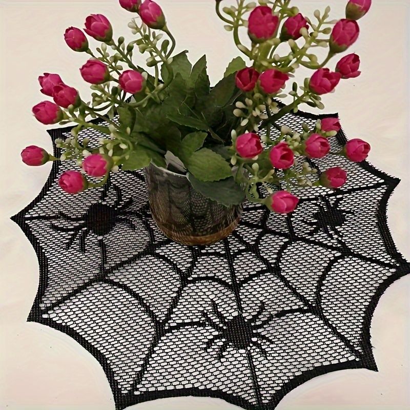 Spider Web Halloween Decoration - VIKAMA Cadılar Bayramı Siyah Dantel Örümcek