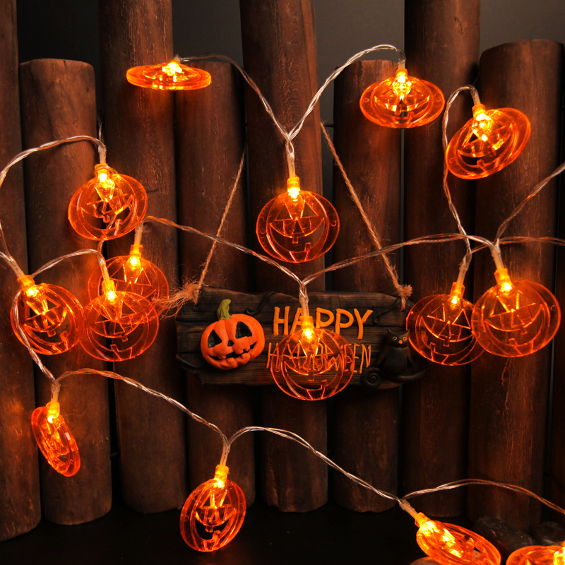 Halloween Led String Lights Orange - Cadılar Bayramı Temalı, Oyma Desenli Kabak