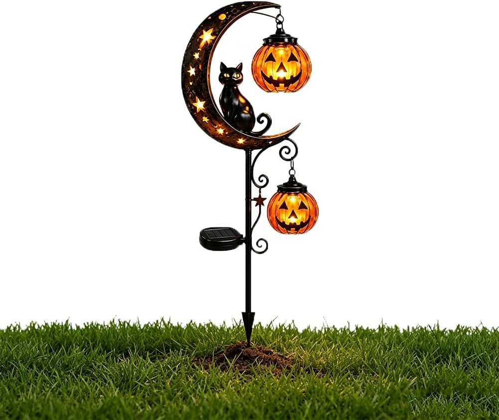 Pumpkin Lantern Halloween - Güneş Enerjili Cadılar Bayramı Kara Kedi