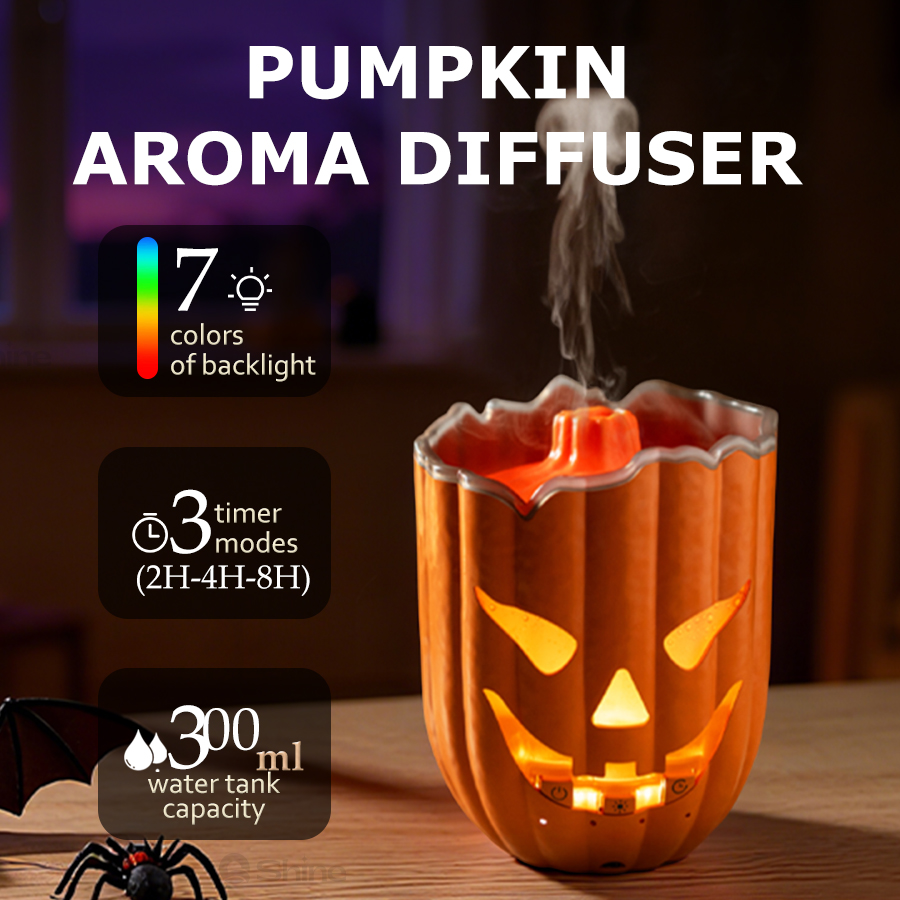 Halloween Pumpkin Decor Led - Balkabağı Şeklinde Hava Nemlendiricisi, 7 Renkli
